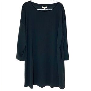 H Halston black jersey wide sleeve shift dress